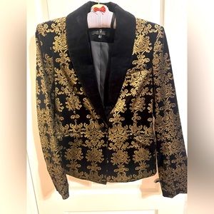 7 FOR ALL MANKIND Velvet Brocade Gold Blazer S